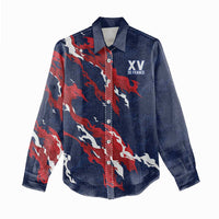 Custom France Rugby Pride Women Casual Shirt XV de France Flame Fire Style
