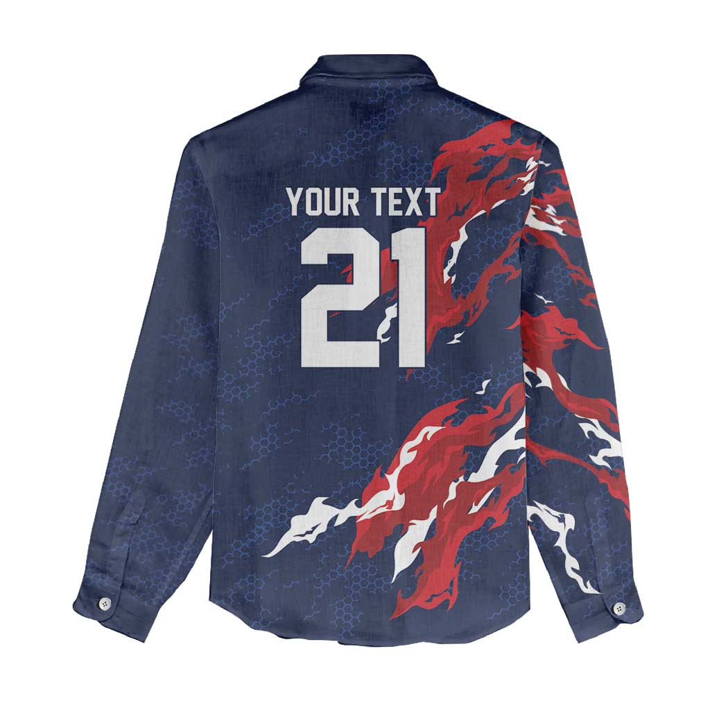 Custom France Rugby Pride Women Casual Shirt XV de France Flame Fire Style