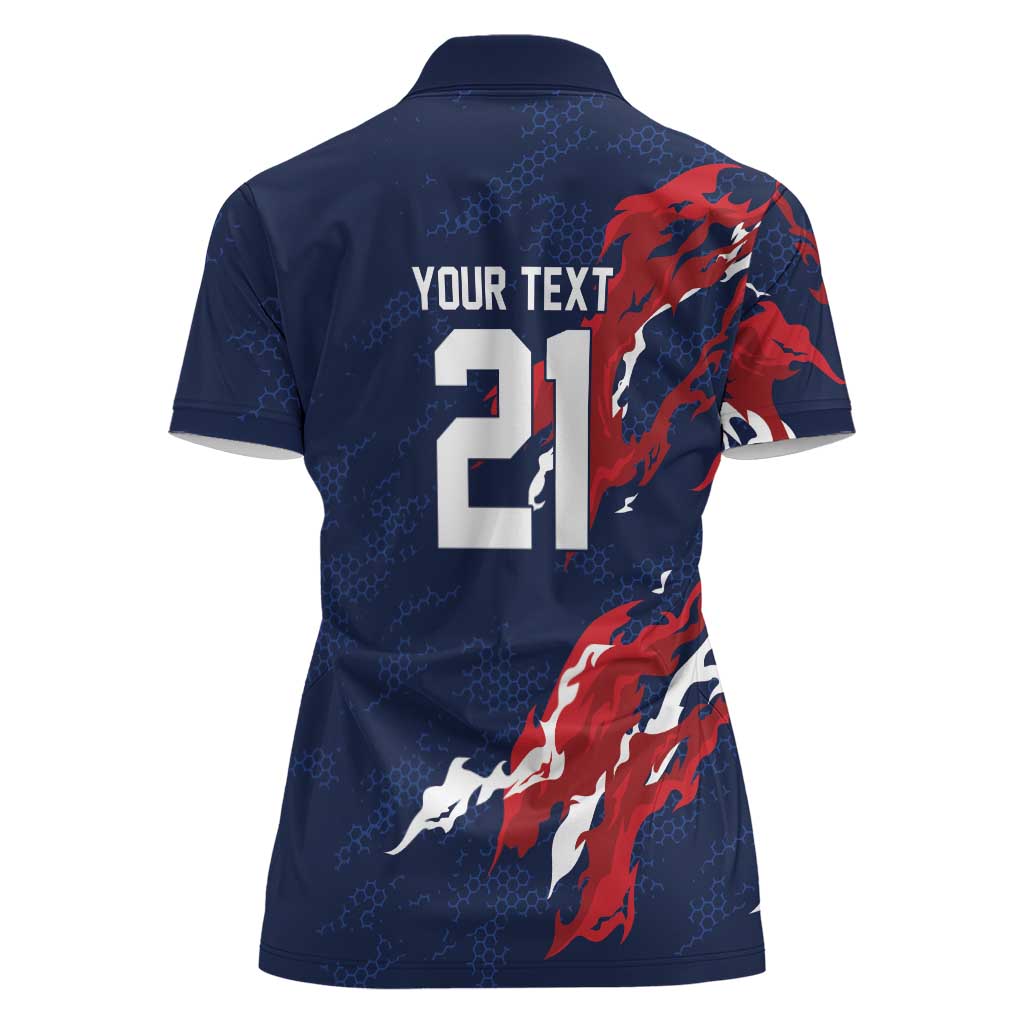 Custom France Rugby Pride Women Polo Shirt XV de France Flame Fire Style