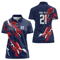 Custom France Rugby Pride Women Polo Shirt XV de France Flame Fire Style