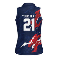 Custom France Rugby Pride Women Sleeveless Polo Shirt XV de France Flame Fire Style