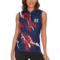Custom France Rugby Pride Women Sleeveless Polo Shirt XV de France Flame Fire Style