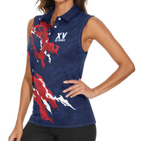 Custom France Rugby Pride Women Sleeveless Polo Shirt XV de France Flame Fire Style