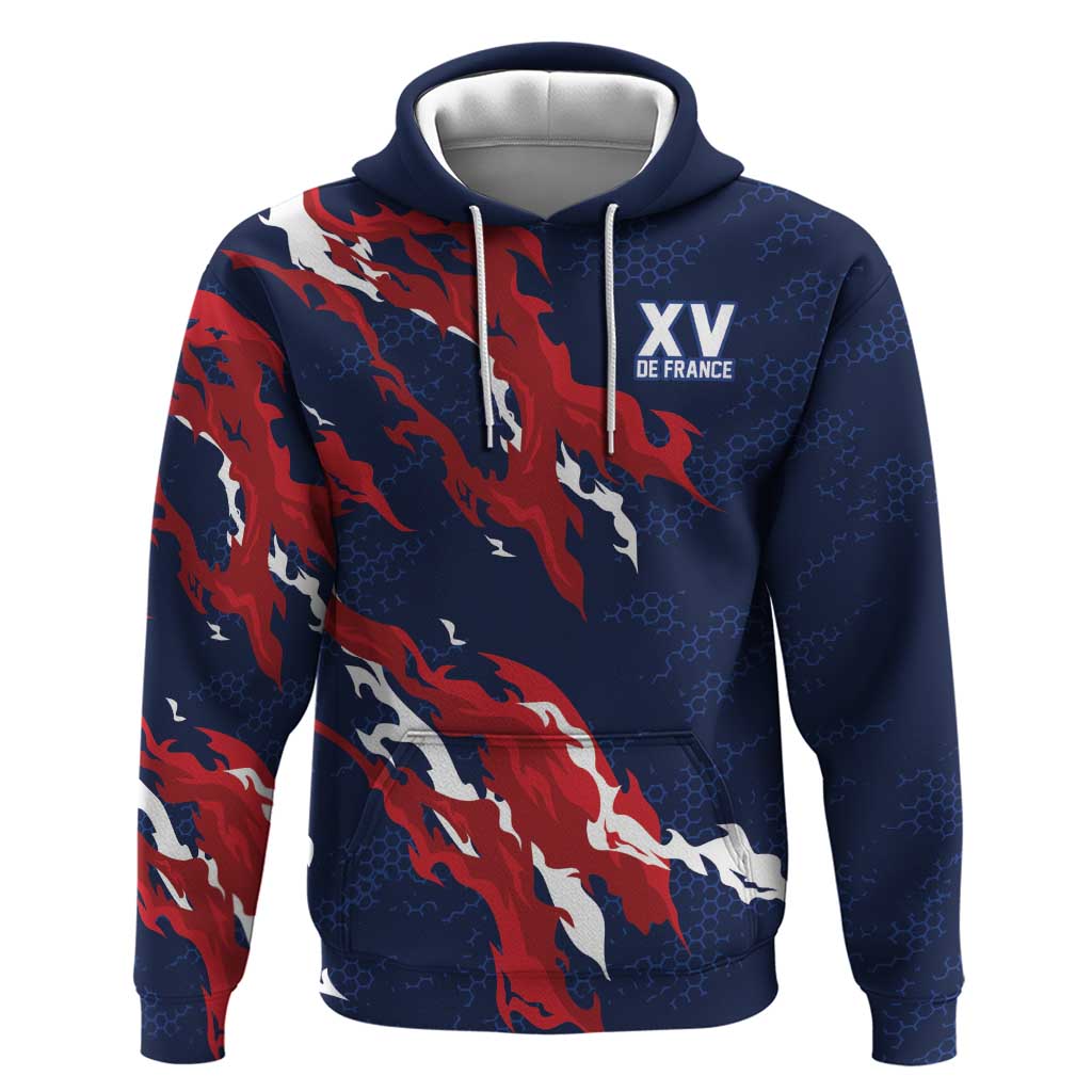 Custom France Rugby Pride Zip Hoodie XV de France Flame Fire Style