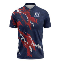 Custom France Rugby Pride Zipper Polo Shirt XV de France Flame Fire Style