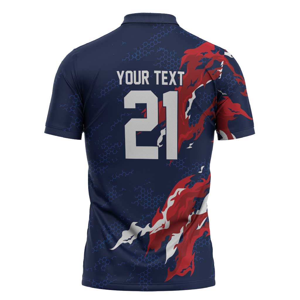 Custom France Rugby Pride Zipper Polo Shirt XV de France Flame Fire Style