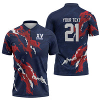Custom France Rugby Pride Zipper Polo Shirt XV de France Flame Fire Style