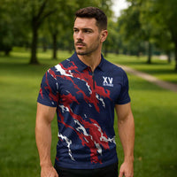 Custom France Rugby Pride Zipper Polo Shirt XV de France Flame Fire Style