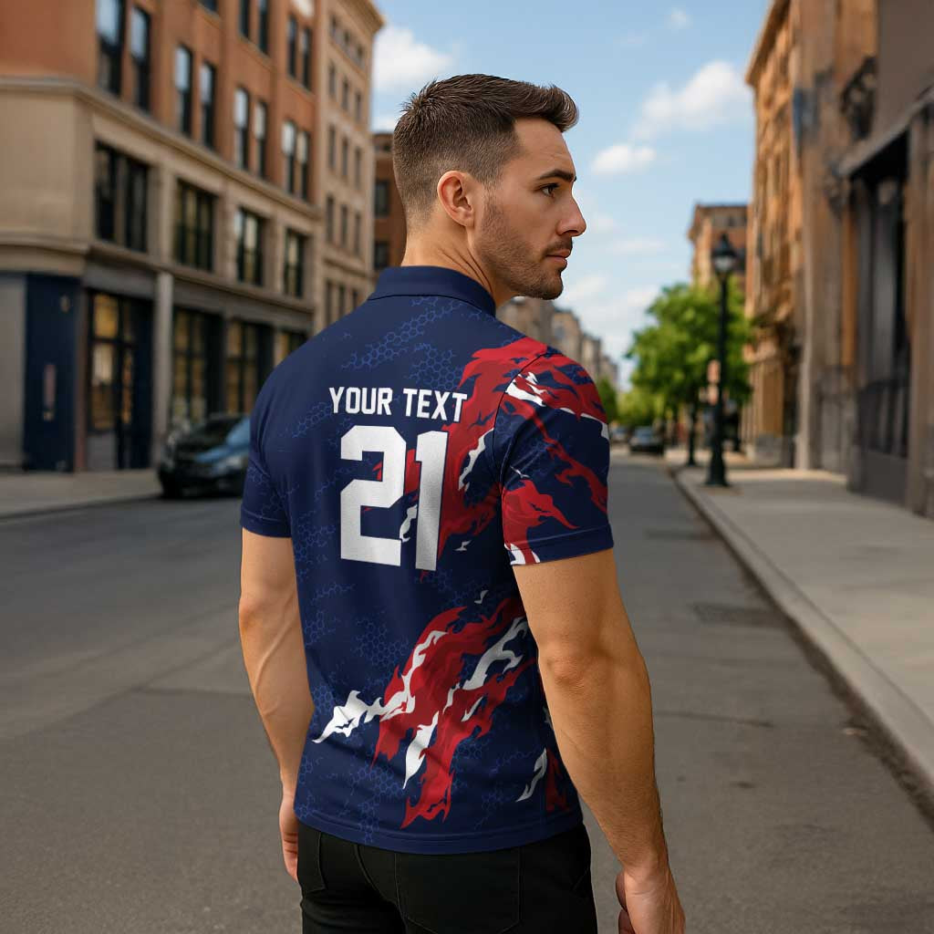Custom France Rugby Pride Zipper Polo Shirt XV de France Flame Fire Style