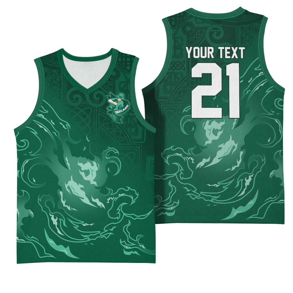 Custom Ireland Rugby Pride Basketball Jersey Celtic Shamrock Flame Fire Style