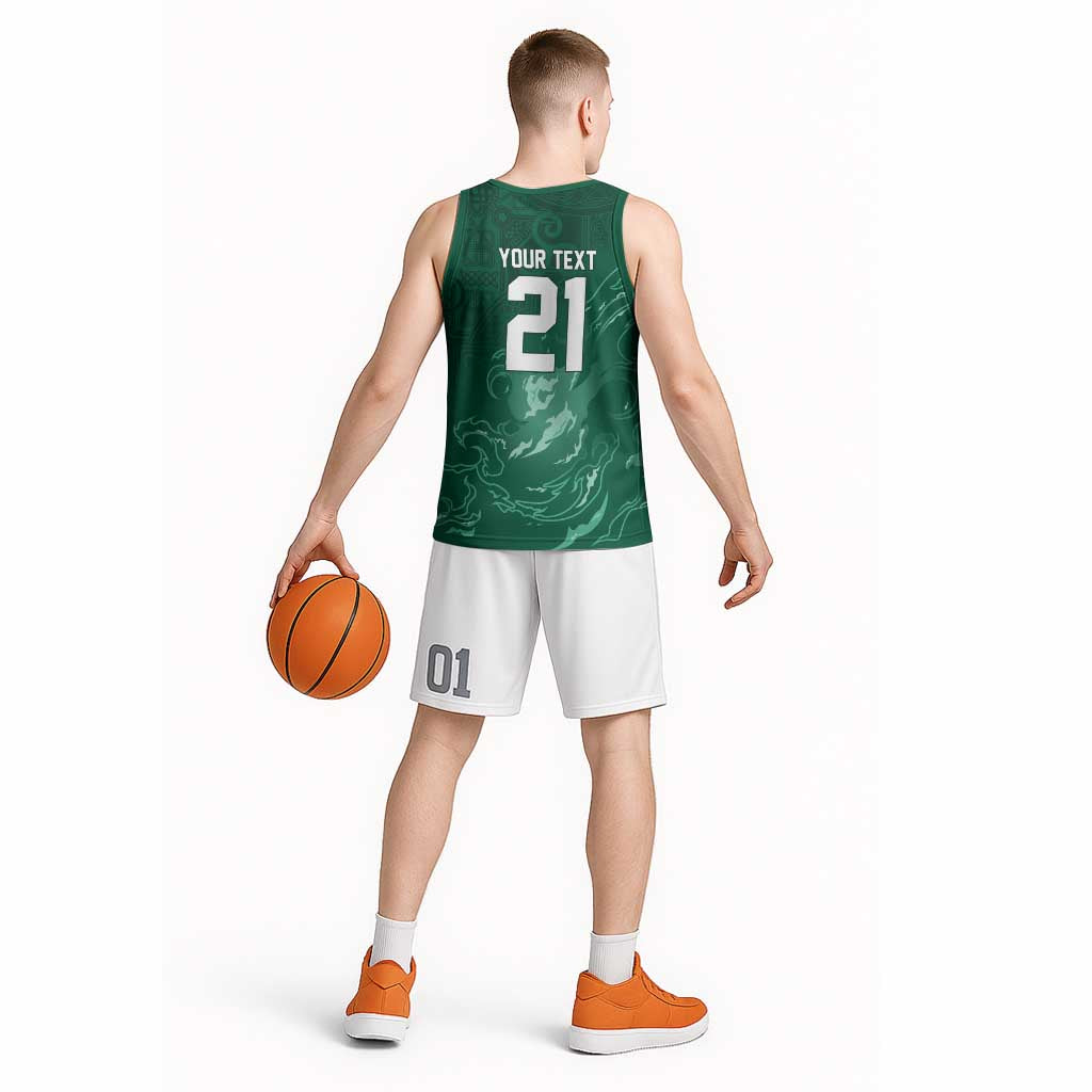 Custom Ireland Rugby Pride Basketball Jersey Celtic Shamrock Flame Fire Style