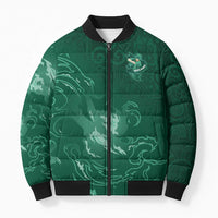 Custom Ireland Rugby Pride Bomber Puffer Jacket Celtic Shamrock Flame Fire Style