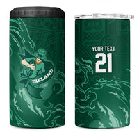 Custom Ireland Rugby Pride 4 in 1 Can Cooler Tumbler Celtic Shamrock Flame Fire Style