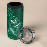 Custom Ireland Rugby Pride 4 in 1 Can Cooler Tumbler Celtic Shamrock Flame Fire Style
