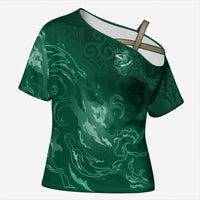 Custom Ireland Rugby Pride Cross Shoulder Shirt Celtic Shamrock Flame Fire Style