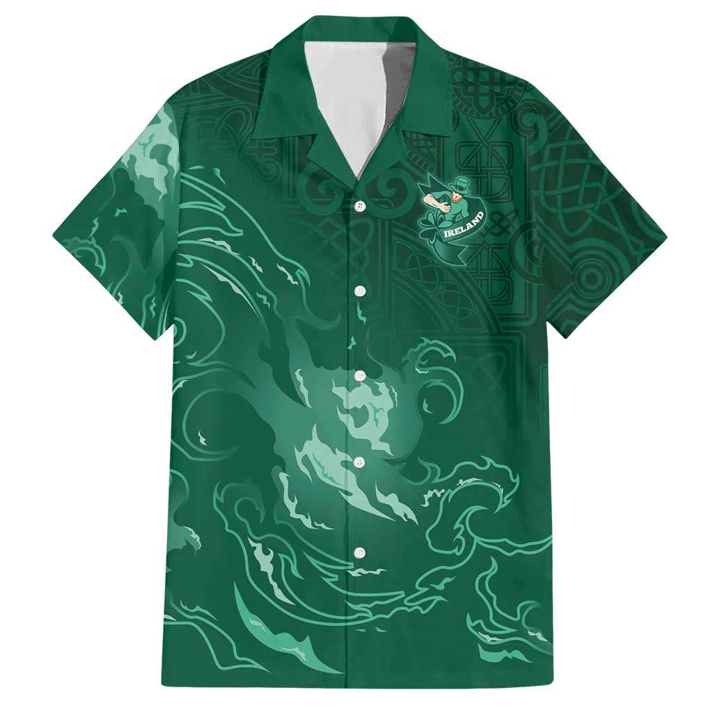 Custom Ireland Rugby Pride Hawaiian Shirt Celtic Shamrock Flame Fire Style