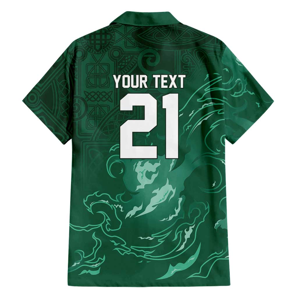 Custom Ireland Rugby Pride Hawaiian Shirt Celtic Shamrock Flame Fire Style