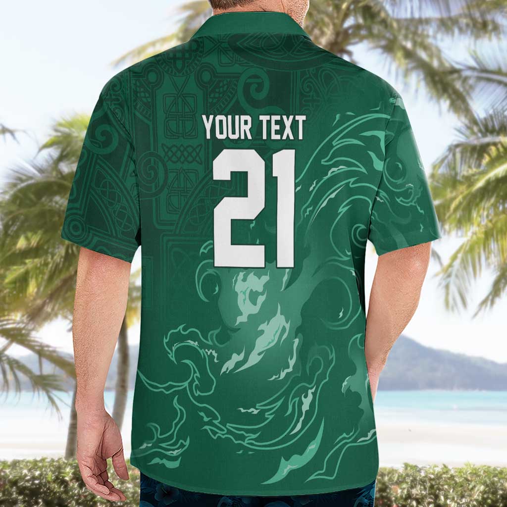 Custom Ireland Rugby Pride Hawaiian Shirt Celtic Shamrock Flame Fire Style