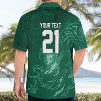 Custom Ireland Rugby Pride Hawaiian Shirt Celtic Shamrock Flame Fire Style