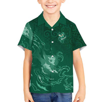 Custom Ireland Rugby Pride Hawaiian Shirt Celtic Shamrock Flame Fire Style