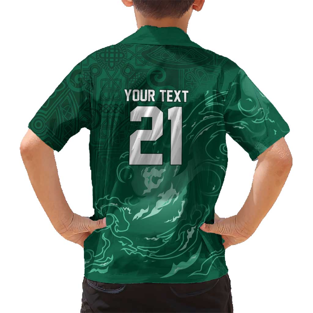 Custom Ireland Rugby Pride Hawaiian Shirt Celtic Shamrock Flame Fire Style