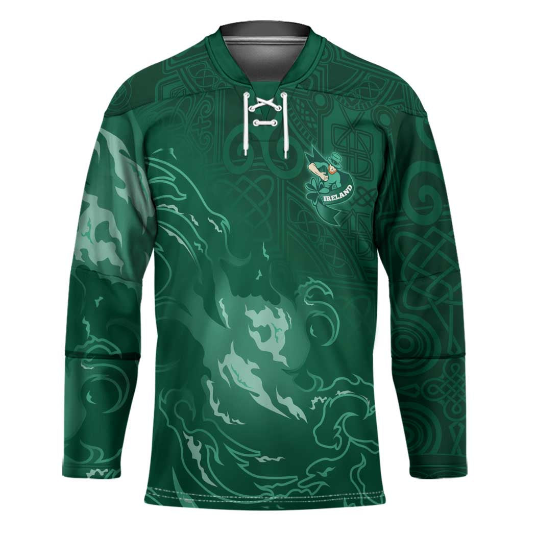 Custom Ireland Rugby Pride Hockey Jersey Celtic Shamrock Flame Fire Style