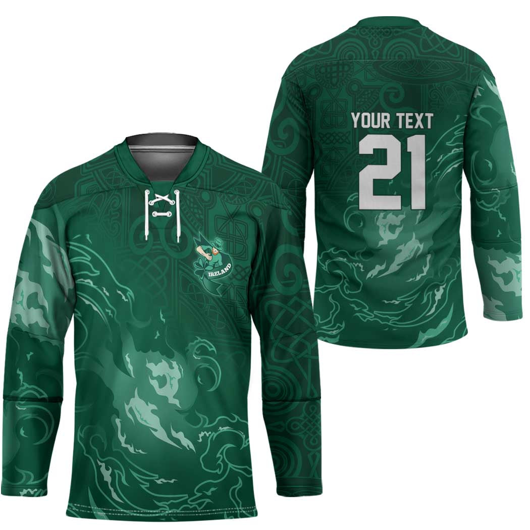 Custom Ireland Rugby Pride Hockey Jersey Celtic Shamrock Flame Fire Style
