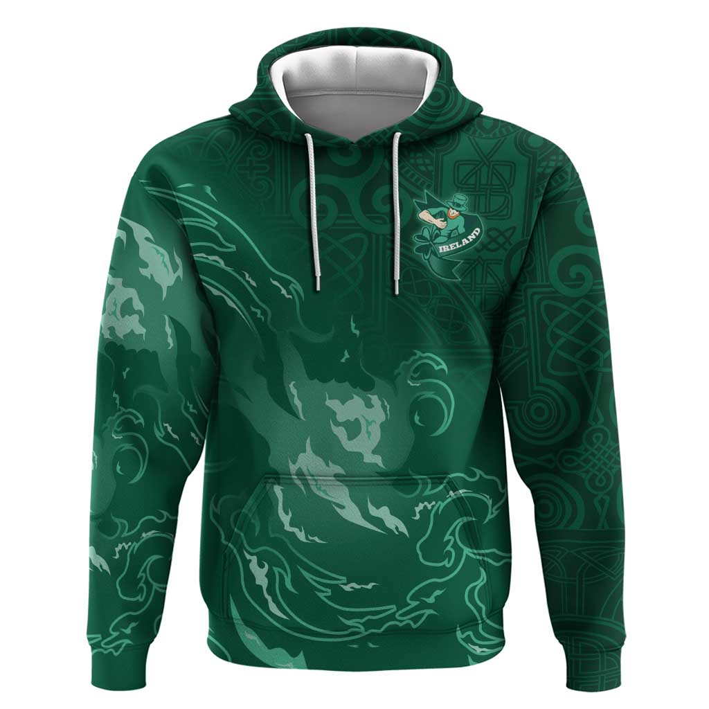 Custom Ireland Rugby Pride Hoodie Celtic Shamrock Flame Fire Style