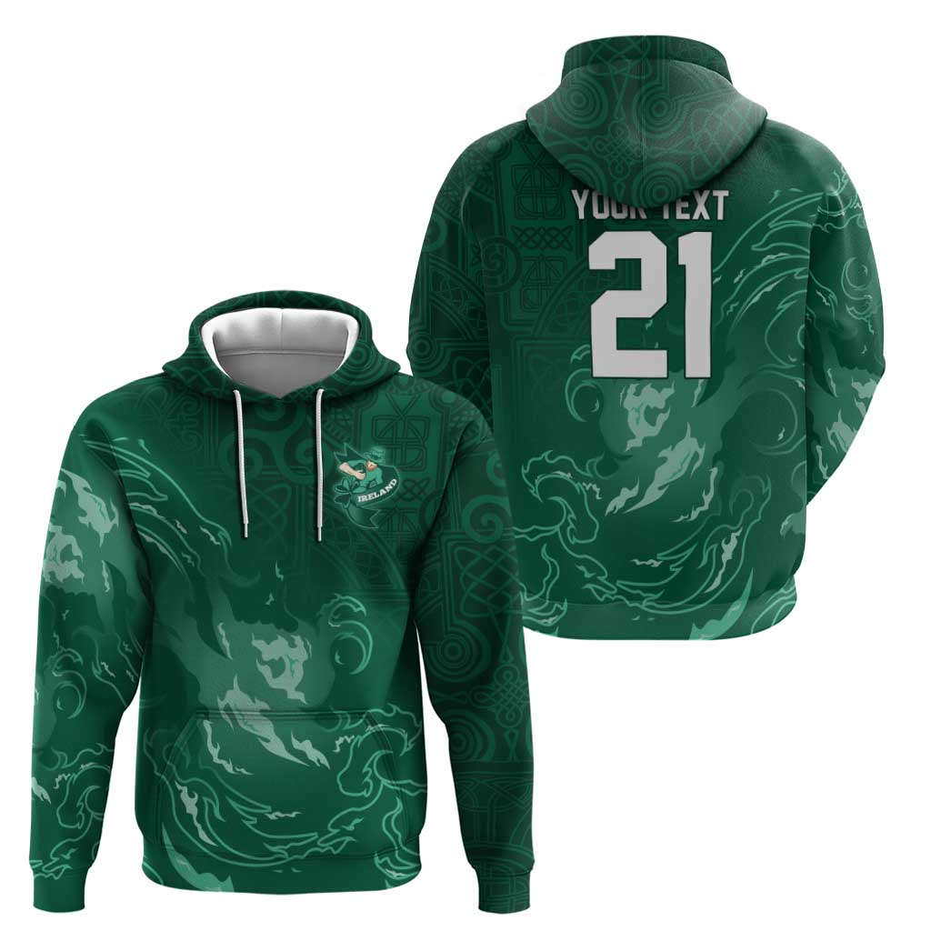 Custom Ireland Rugby Pride Hoodie Celtic Shamrock Flame Fire Style