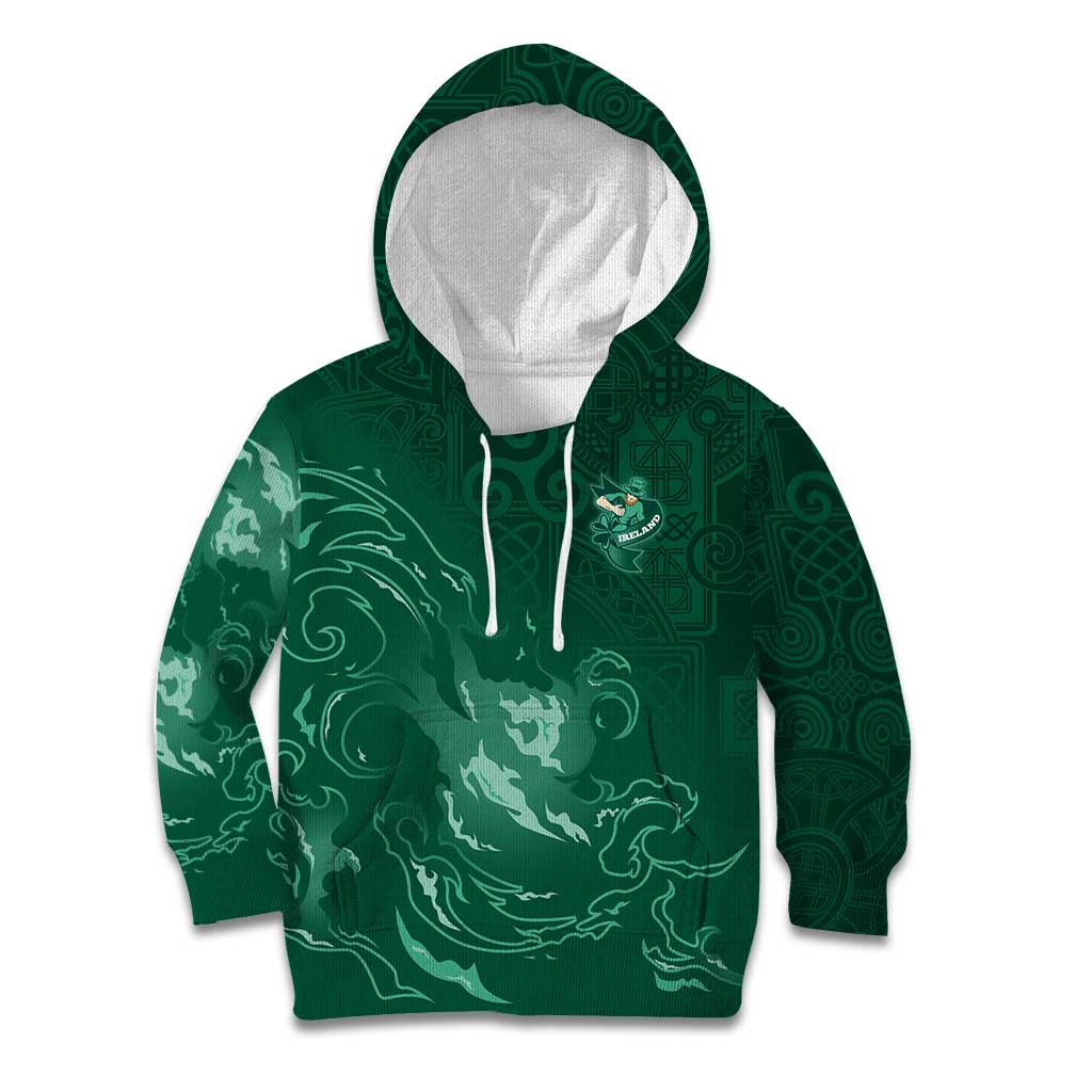Custom Ireland Rugby Pride Kid Hoodie Celtic Shamrock Flame Fire Style