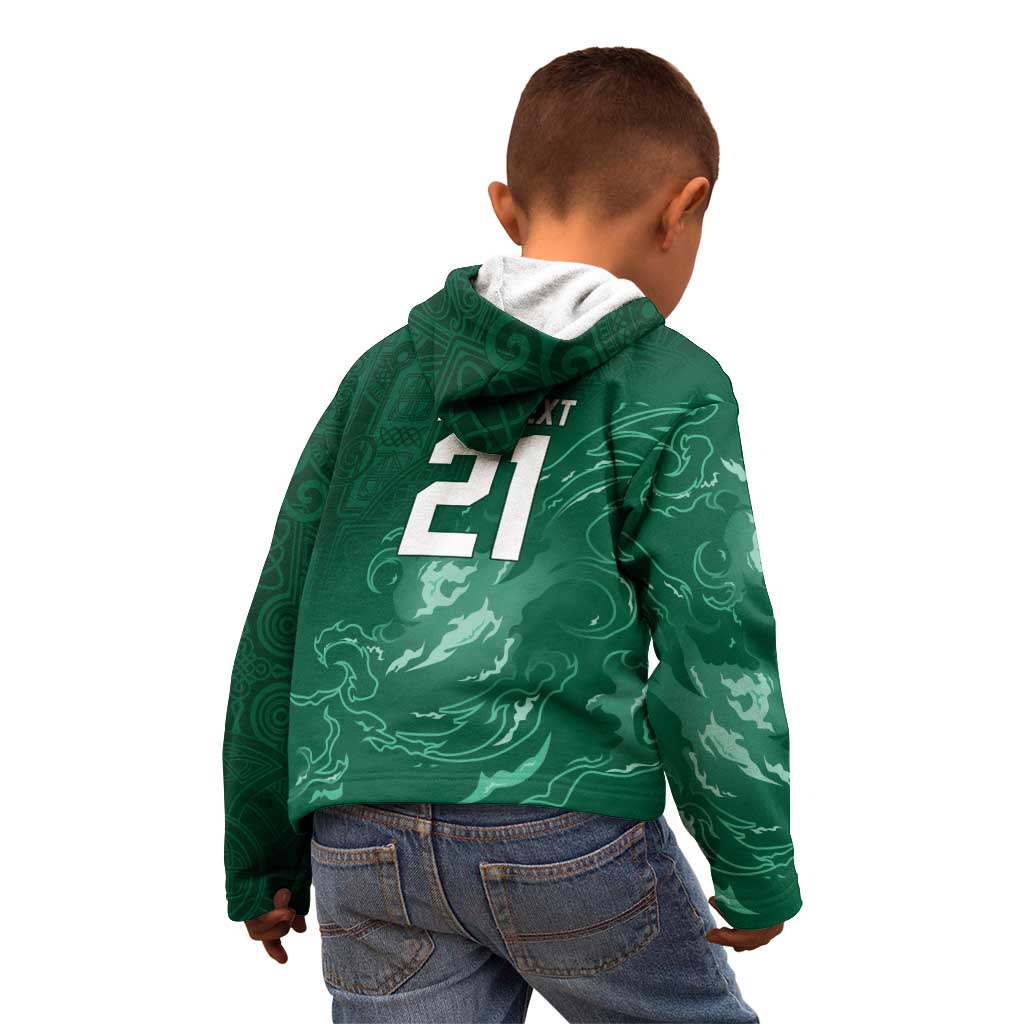 Custom Ireland Rugby Pride Kid Hoodie Celtic Shamrock Flame Fire Style