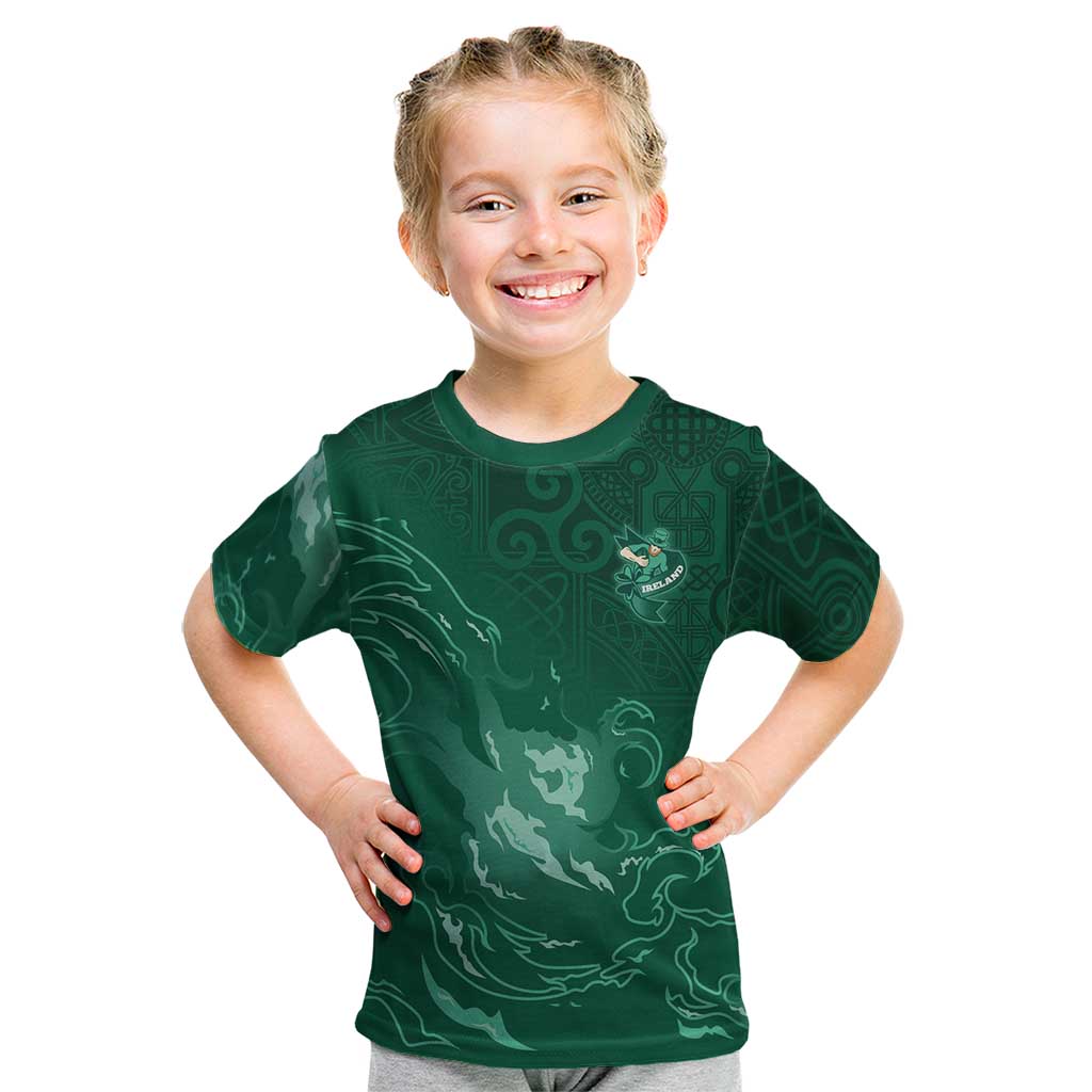 Custom Ireland Rugby Pride Kid T Shirt Celtic Shamrock Flame Fire Style