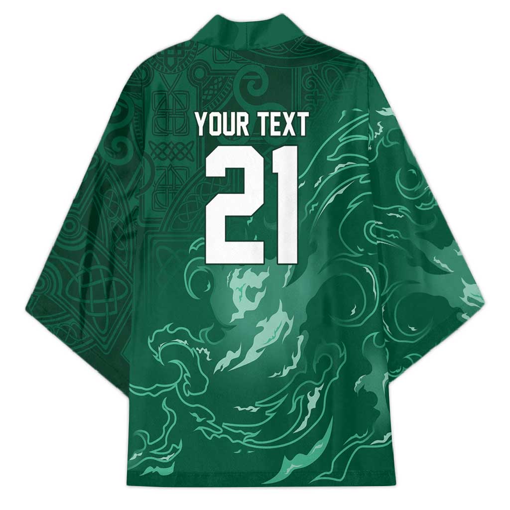 Custom Ireland Rugby Pride Kimono Celtic Shamrock Flame Fire Style
