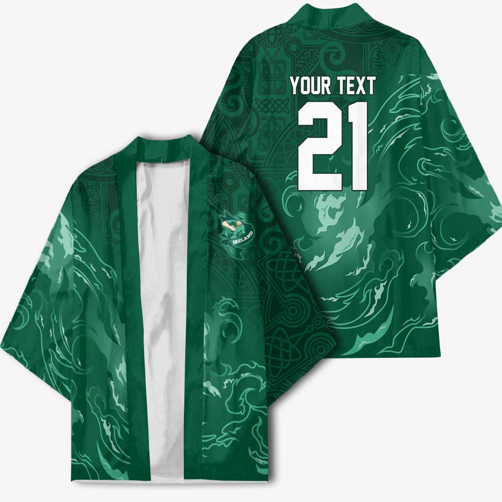 Custom Ireland Rugby Pride Kimono Celtic Shamrock Flame Fire Style