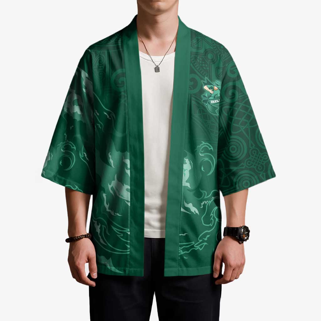 Custom Ireland Rugby Pride Kimono Celtic Shamrock Flame Fire Style