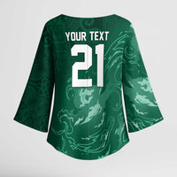 Custom Ireland Rugby Pride Kimono Sleeve Blouse Celtic Shamrock Flame Fire Style