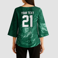 Custom Ireland Rugby Pride Kimono Sleeve Blouse Celtic Shamrock Flame Fire Style