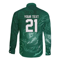 Custom Ireland Rugby Pride Long Sleeve Button Shirt Celtic Shamrock Flame Fire Style