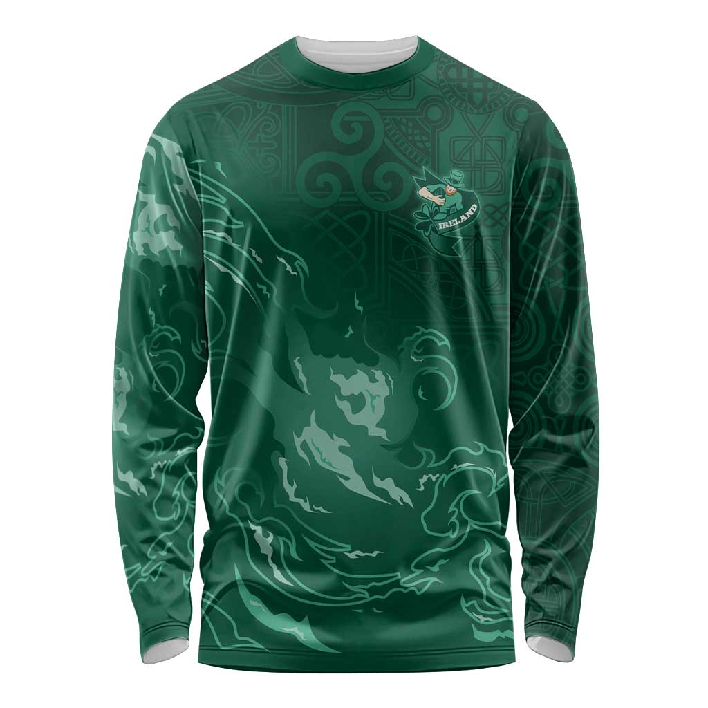 Custom Ireland Rugby Pride Long Sleeve Shirt Celtic Shamrock Flame Fire Style