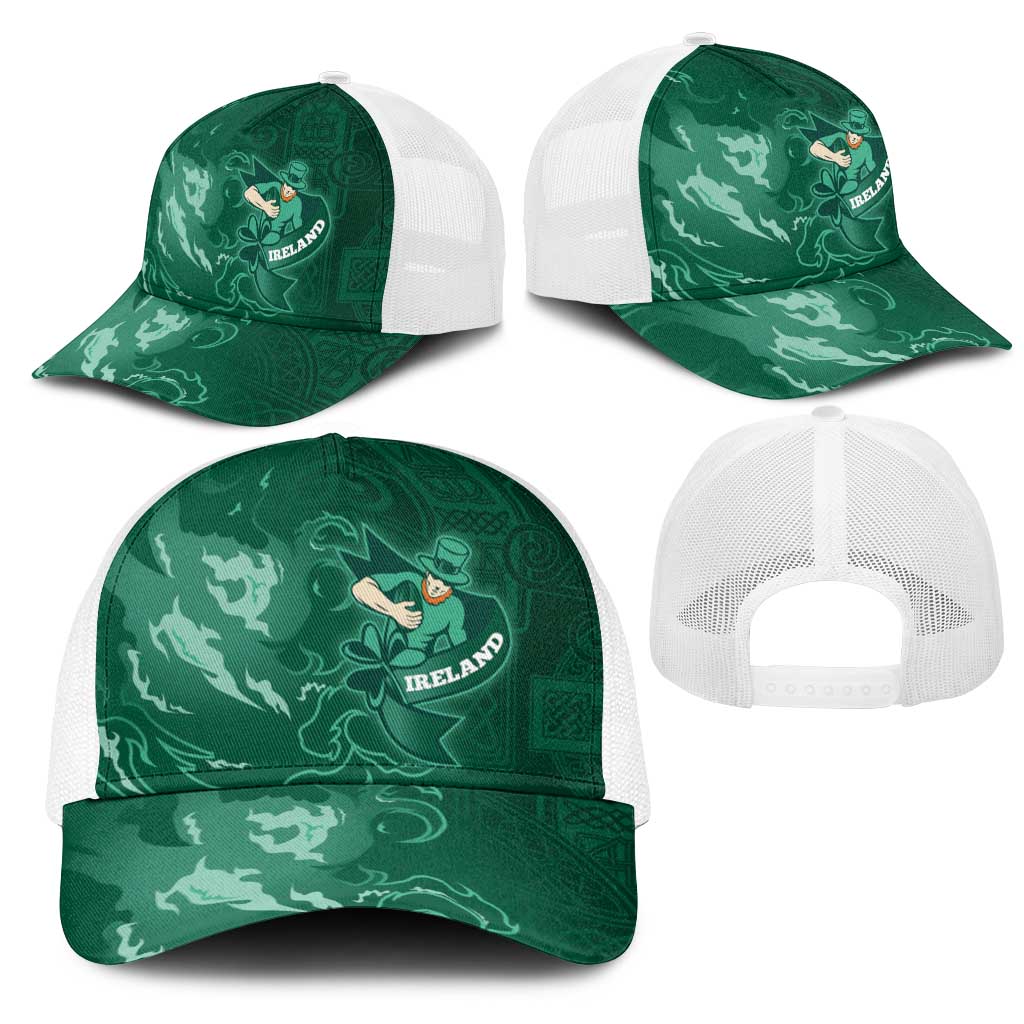 Ireland Rugby Pride Mesh Trucker Cap Celtic Shamrock Flame Fire Style