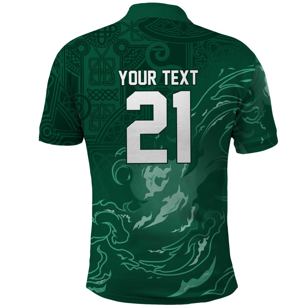 Custom Ireland Rugby Pride Polo Shirt Celtic Shamrock Flame Fire Style