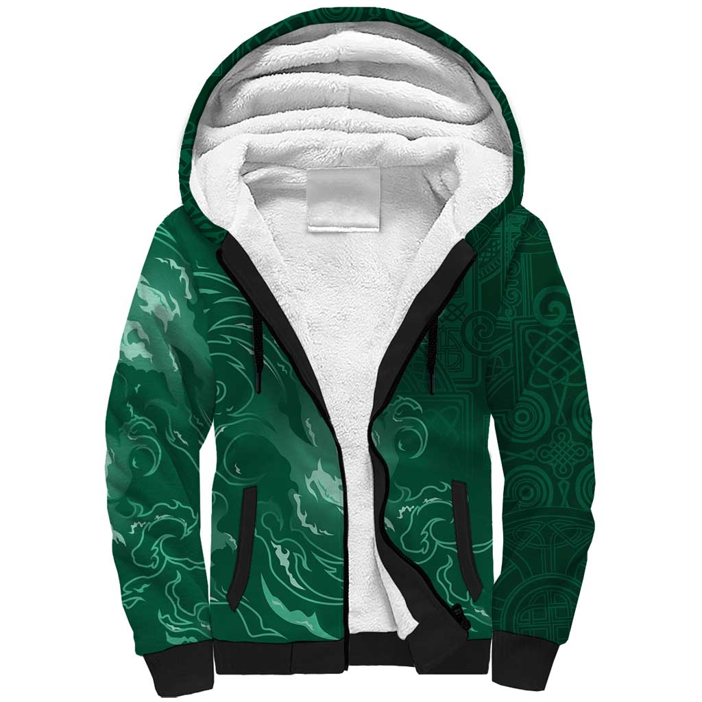 Custom Ireland Rugby Pride Sherpa Hoodie Celtic Shamrock Flame Fire Style