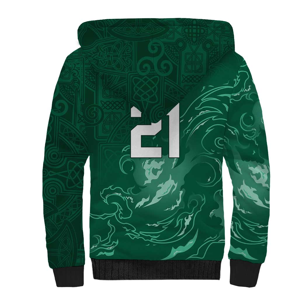 Custom Ireland Rugby Pride Sherpa Hoodie Celtic Shamrock Flame Fire Style