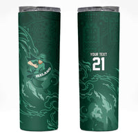 Custom Ireland Rugby Pride Skinny Tumbler Celtic Shamrock Flame Fire Style