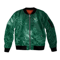 Custom Ireland Rugby Pride Sleeve Zip Bomber Jacket Celtic Shamrock Flame Fire Style
