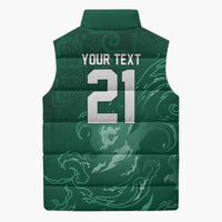 Custom Ireland Rugby Pride Sleeveless Puffer Jacket Celtic Shamrock Flame Fire Style