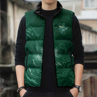 Custom Ireland Rugby Pride Sleeveless Puffer Jacket Celtic Shamrock Flame Fire Style