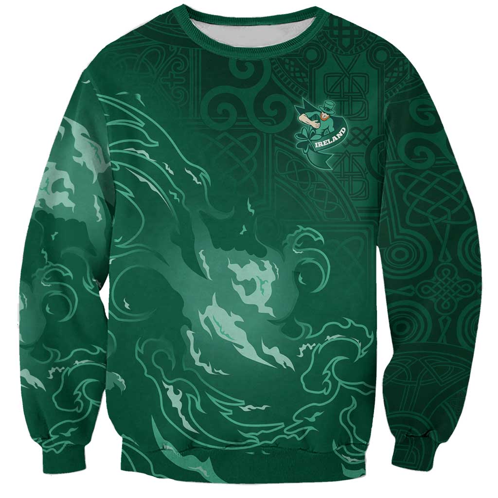 Custom Ireland Rugby Pride Sweatshirt Celtic Shamrock Flame Fire Style