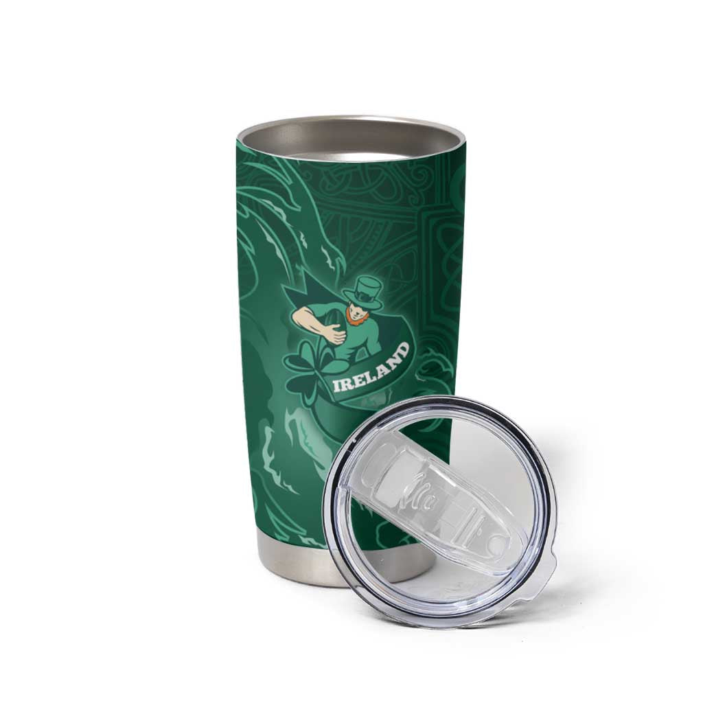 Custom Ireland Rugby Pride Tumbler Cup Celtic Shamrock Flame Fire Style
