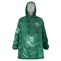 Custom Ireland Rugby Pride Wearable Blanket Hoodie Celtic Shamrock Flame Fire Style